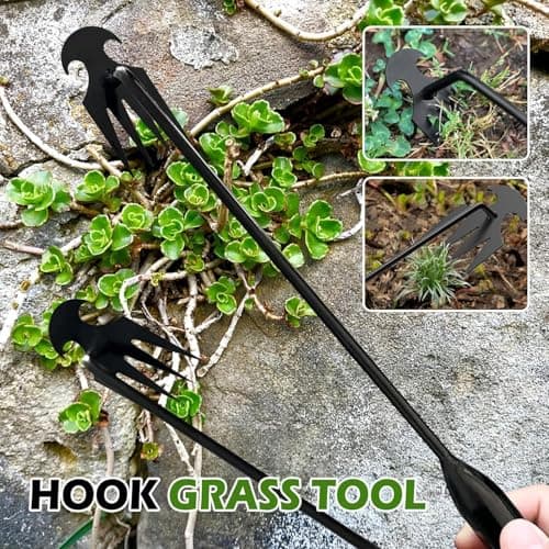 2pack Weed Puller Tool,Garden Weed Tool,Portable Garden Weeder Tool,Uprooting Weeding Tool,4 Teeth Manganese Steel,Forged Hand Weeder for Vegetable Garden Backyard Farm Planting Weeding(Painted Black)