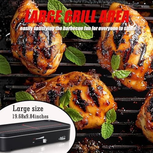 Upgrade Version - Artestia 1800W Electric Outdoor Grill with Lid Indoor Smokeless BBQ Grills with Temperature Control Portable Removable Stand Grill for Cooking, BBQ Party, Family