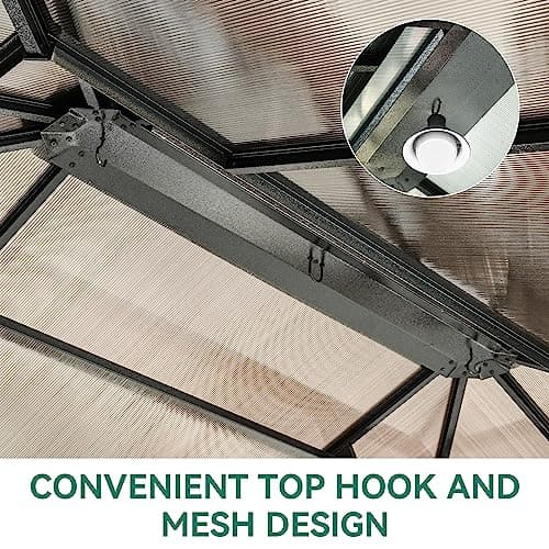 YITAHOME 10X12FT Hardtop Polycarbonate Gazebo Outdoor Patio Double Top Canopy Galvanized Iron Aluminum Column Garden Tent Curtains Netting for Backyards Decks Lawns,Gray