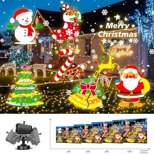 Christmas Projector Lights Outdoor, Upgrade Holiday Projection Light with Remote, 3D Ocean Wave & 72 HD Patterns, Waterproof Snowflake Projector for Xmas Party Yard Decor