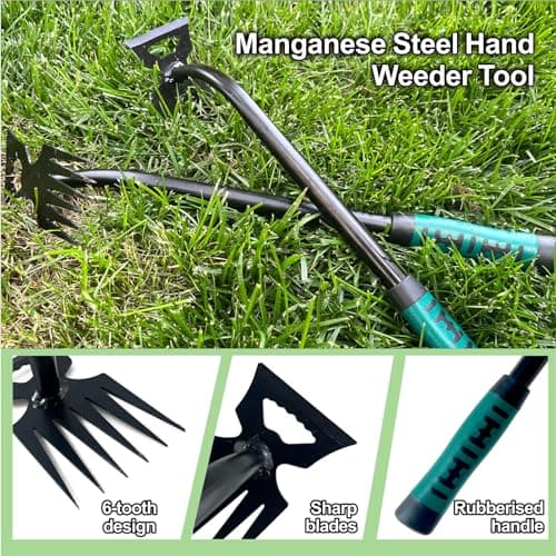 Weed Puller Tool-2Pcs Gardening Hand Weeder Tools, 2025 New Weeding Artifact Uprooting Weeding Tool, Manganese Steel Weed Removal TooL, 6 Teethes Dual Purpose Manual Weed Pulling Tool for Yard Gardenl
