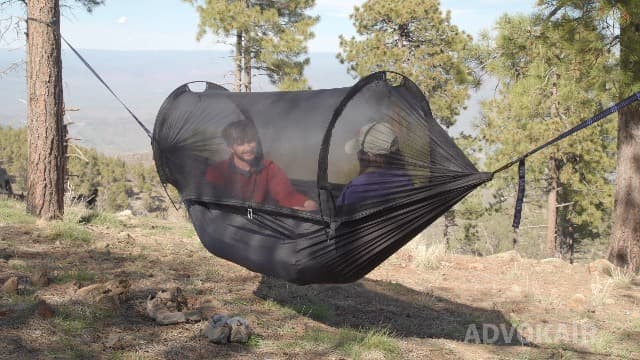 ADVOKAIR Camping Hammock with Mosquito Net Up to 500lbs, Ultralight and Portable Nylon Travel Hanging Hammock with Tree Straps, Perfect for Outside, Backpacking, Hiking and Backyard