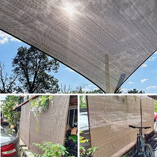 Shade Sail Sun Shade Cloth 9'9"x9'9" Rectangle Outdoor Canopy Outside Sunshade Awning Cover Privacy Screen Net UV Block for Patio Pergola Gazebo Porch Backyard Lawn Garden Outdoor Activities