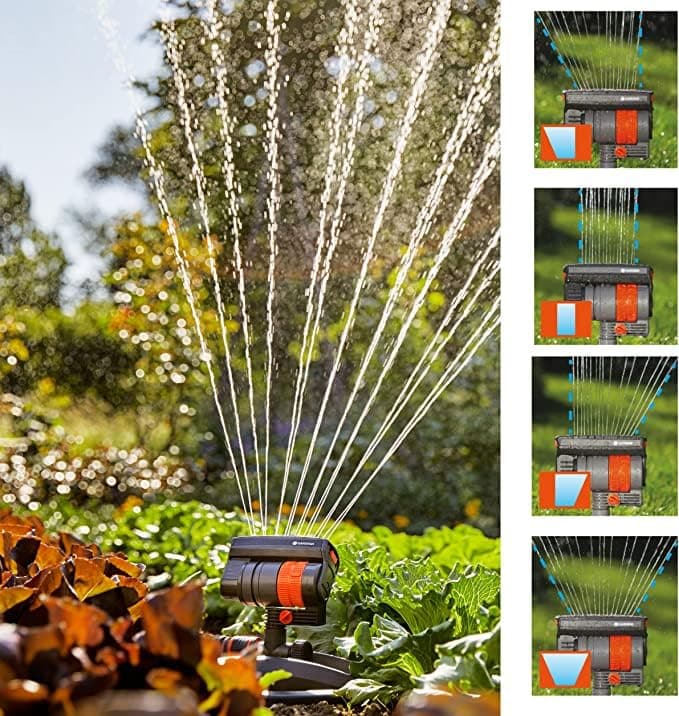 Gardena (18709-81) Up to 2300 sq ft - ZoomMaxx Adjustable Oscillating Sprinkler on Metal Step Spike for Watering Large Area Lawn, Yard and Garden. Quick Connect Included for Ease of Connection.