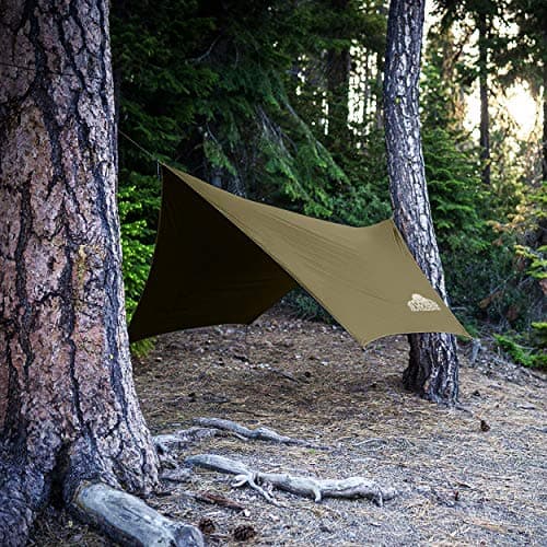 Rain Fly Tarp | Waterproof Tent Shelter Canopy | Lightweight Easy Setup for Hammock, Backpacking or Camp Gear | Premium Quality 12 x 9 ft |, Green Army