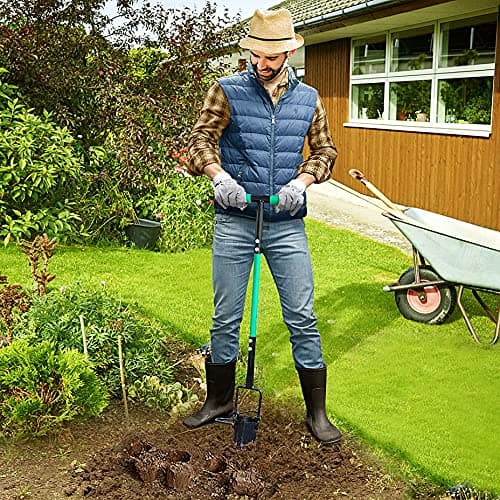 5-in-1 Lawn Plug Garden Tool, Updated Bulb Planter Long Handle for Digging, Weeding, Soil Sampler, Transplanting, Sod Plugger with for Digging Holes to Plant Tulips, Iris, Daffodils