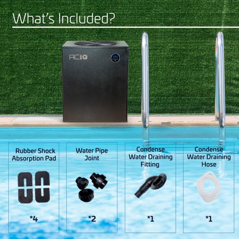 ACiQ 155,000 BTU Top-Discharge Pool Heat/Cool Pump | Energy Efficient, Quiet Operation, Electric Pool Heater, Above Ground Pool Heater