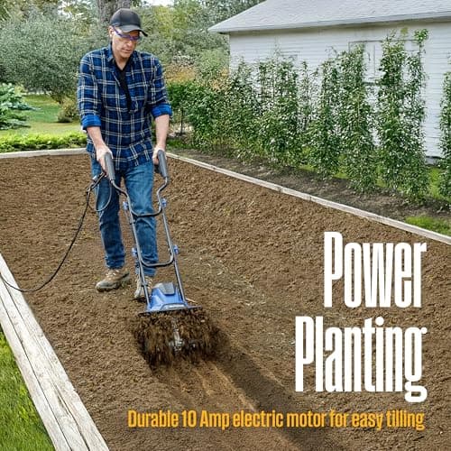 Westinghouse 14-Inch, 10 Amp Corded Electric Tiller Cultivator for Gardening, with 4 Steel Blades