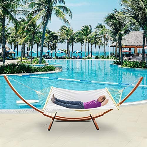 ONCLOUD 14 Ft Wooden Arc Hammock Stand Double Person Hammock Stand Only, Heavy Duty 400 LBS, Amber Yellow