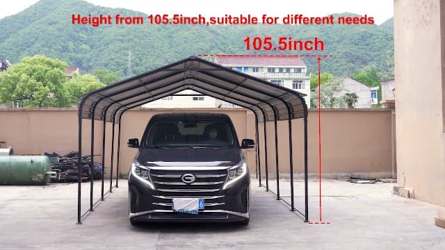 Metal Carport 12x20 FT Heavy Duty, Outdoor Steel Large Rv Car Ports Canopy with Galvanized Steel Roof and Frame, Car Shelter Protect from Sun and Heavy Snow for Pickup, Boat, Car and Tractors