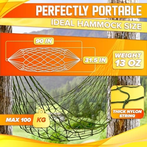 Mesh Rope Hammocks for Outside - Sleeping Hammock Nylon Camping - Hammock Large Weight Limit Swing Mesh Hammock Large Hammocks for Outside Nylon Hammocks