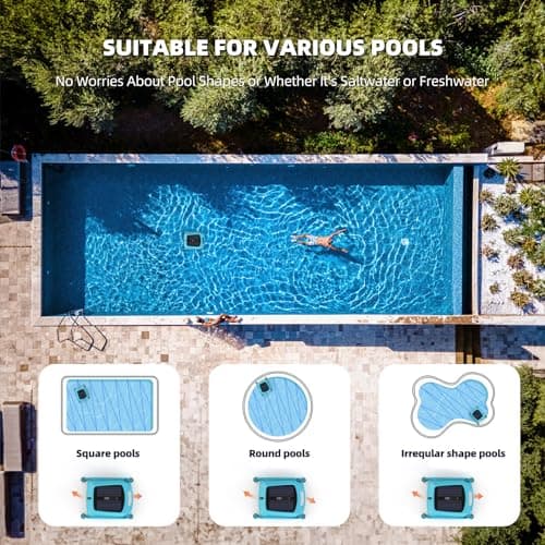 Solar Pool Skimmer Robot: Automatic Cordless Robot Solar Powered Pool Skimmer Cleaner for Pool Surface with Dual Charging Options Path Optimization Two Speed Modes Saltwater Compatibility