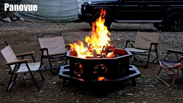 42 inch Fire Pit for Outside, Heavy Duty Wood Burning Fire Pits with Fire Poker, Outdoor Octagonal Firepit for Camping, Yard, Patio