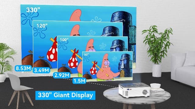 5G WIFI Bluetooth Projector with 100" Screen, 15000L Native 1080P Outdoor Projector, Pericat Home Theater Movie Projector,15W HIFI Speaker Video Projector Compatible with TV Stick/Phone/PC/Xbox