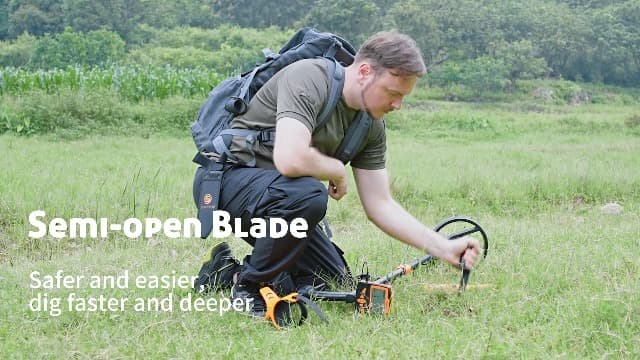 SUNPOW Metal Detector Shovel Digging Tools - Heavy Duty Double Serrated Edge Digger Shovel Knife - Garden Digging Tools with Carrying Sheath - Metal Detector Accessories