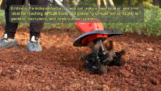 21v Cordless Tiller Cultivator, 300 RPM Tiller Has Battery Capacity Display with 4.0 Ah Battery, 11 in Tilling Width, 8 in Depth Rototiller for Lawn/Gardening/Soil Cultivation by MKMKYEE