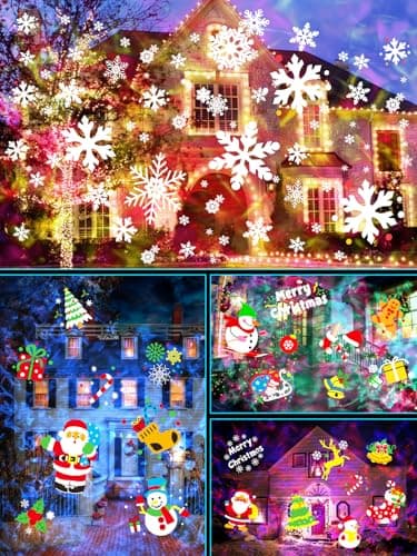 8-Pattern Christmas Projector Lights Outdoor, Anysun Brighter 160 HD Patterns Christmas Decorations, 2-in-1 Ocean Wave Snowflake Holiday Projector Waterproof with Timer for Garden Party Landscape Show