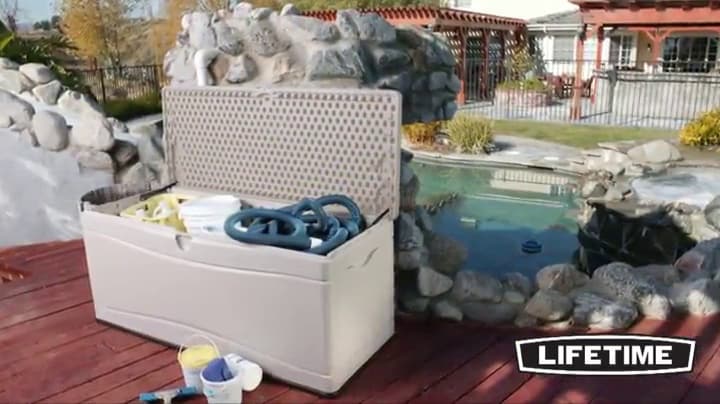 Lifetime 60298 Heavy Duty Outdoor Storage Deck Box, 130 Gallon, Gray