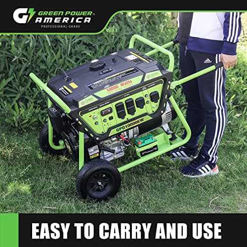 Gasoline Powered Portable Generator 10000 Watt, Recoil/Electric Start, 12V-8.3A Charging Outlets, Home Back Up & RV Ready, 49 State Approved（Excluding California）