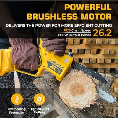 Mini Chainsaw for Dewalt 20V MAX Battery, Auto-Oiler, 8-Inch and 6-Inch 2-IN-1 Brushless Cordless Pruning Chainsaw, Battery Powered Mini Chainsaw for Wood Cutting (Tools only)