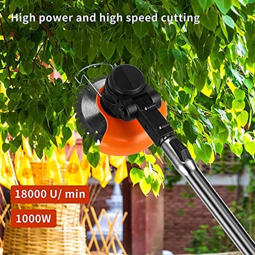 Cordless Lawn Trimmer Weed Wacker - 21V Lawn Mower Grass Edger with 2.0Ah Li-Ion Battery Powered & 3 Cutting Blade Types, Compact Power Tool for Lawn Yard Work……