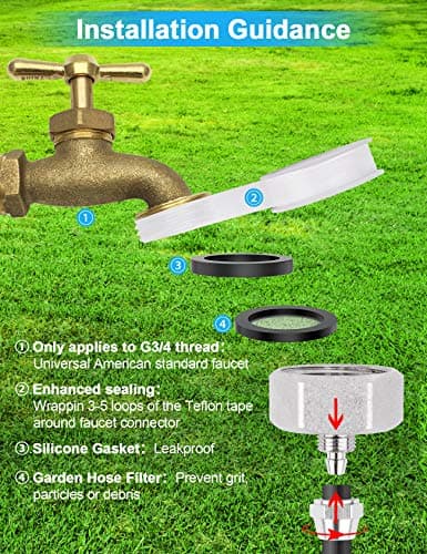 Misters for Outside Patio 63FT(19.2M)+21 Brass Mist Nozzles+a Brass Adapter(3/4") Detachable outdoor misting cooling system for Garden, waterpark, Greenhouse, Backyard, Fan, Umbrella, Deck, Canopy