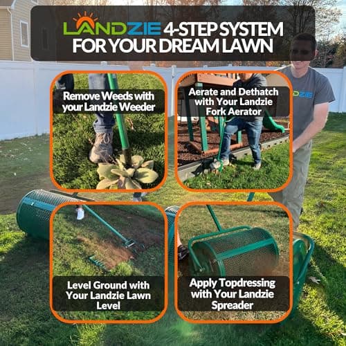LANDZIE Lawn Leveling Rake – 24" Steel Handle Yard Leveler, Lawn Level Tool for Creating a Flat Surface - Works for Soil, Dirt, Topdressing and Ground