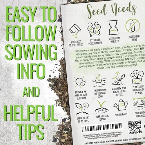 Seed Needs Flower Seeds Hummingbird and Butterfly Seed Mix 1 Ounce No Filler | 23 Varieties Garden Seeds Annual & Perennial Species | Pollinator Attracting Flowering Seed | Bulk Resealable Package