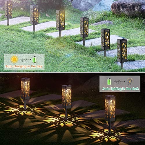 TomCare Solar Lights Outdoor Upgraded Bright Solar Pathway Lights Bigger Size Decorative Solar Waterproof Solar Powered Led Landscape Garden Lighting for Path Yard Walkway, 8 Pack