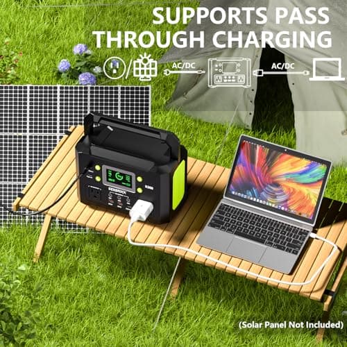 GENSROCK Portable Power Station, 110V/300W Pure Sine Wave Solar Generator, 222Wh Backup Lithium Battery With AC Outlet/QC 3.0/Type-C/LED Light for CPAP Family Emergency Outdoor Camping RV Travel.