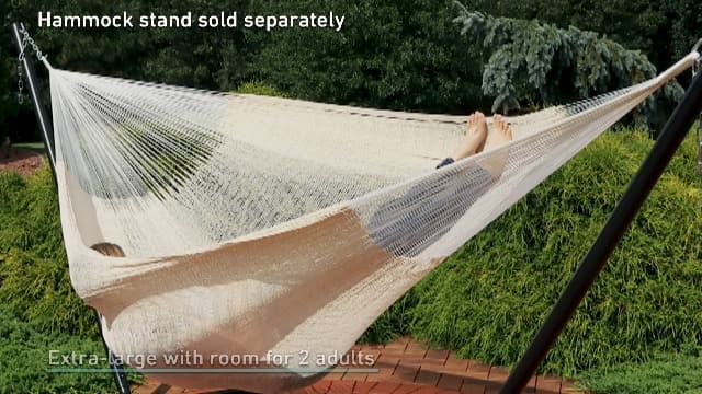 Sunnydaze Handwoven XXL Thick Cord Mayan Double Hammock for Outside - 625-Pound Capacity Heavy-Duty Outdoor Hammock - Blue