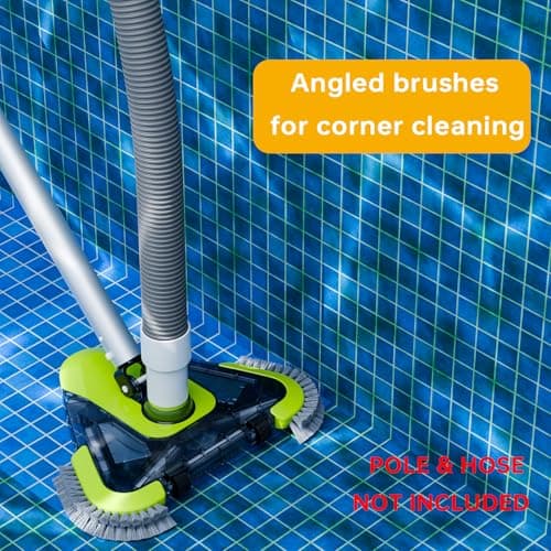 Upgrade Pool Vacuum Head with Wheels & Side Brushes, Universal Rotatable Hose Adapter,Weighted Triangular Shape, for Inground/Above Ground Swimming Pools,Sepetrel