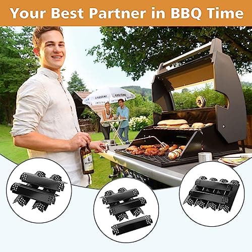 Grill Heat Plates Replacement Parts for Nexgrill, Porcelain Steel Heat Tents for Home Depot Nexgrill 6 Burner Gas Grill, 14.6" Flame Cover Replacement Parts for Nexgrill 720-0896B