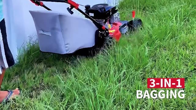 PowerSmart Gas Lawn Mower 21-Inch 144cc OHV Engine 3-in-1 Push Mower with Bagging