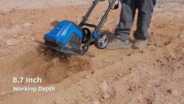 BILT HARD 18 Inch Electric Tiller Cultivator, Corded 15 Amp 6 Steel Tines Tillers for Gardening, Garden Rototiller for Soil Digging with Adjustable Wheels