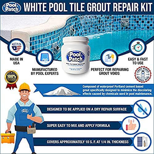 Pool Patch White Pool Tile Grout Repair Kit, 3-Pound, White