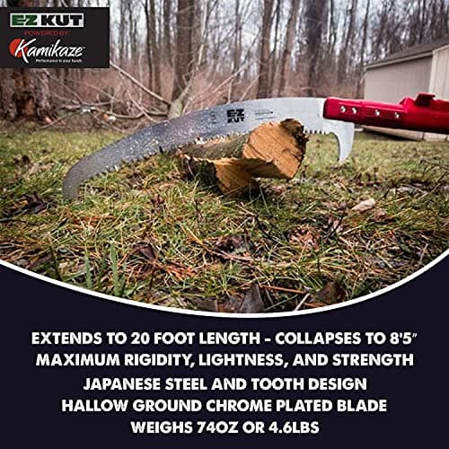 EZ Kut Professional Pole Saw 20’ Extendable - Manual Pole Saw for Tree Trimming. Branch Cutter with Double Hook for Branch Removal - Best Tree Pruner. Tree trimmer pole saw. Since 1988