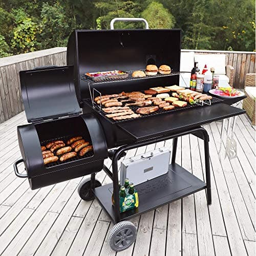 Royal Gourmet CC2036F Barrel Charcoal Grill with Offset Smoker, Outdoor BBQ Grill with 1200 Sq. In. Grilling Area for Large Event Gathering, Black