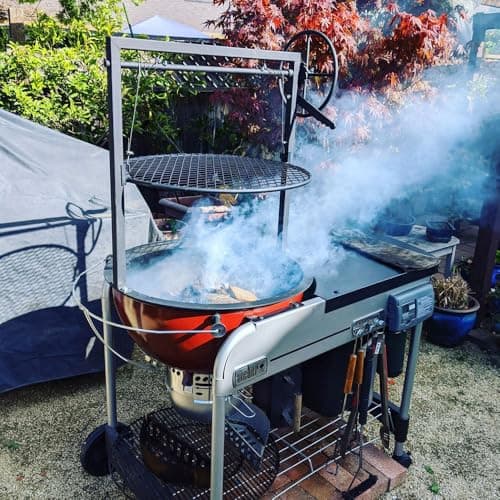 Ash & Ember Santa Maria Style Adjustable Cooking Grate Attachment, Fits 24" Kettle-Style Grills, Open Flame Campfire Cooking Grate, Outdoor Grill Cooking Accessories
