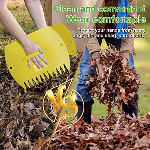 Leaf Scoops Hand Rakes, Large Leaf Grabbers for Yard Work and Garden Use, Clear and Collect Garden Rake, Leaf Scooper and Claws for Leaves, Lawn Debris, and Trash Cleanup, Yellow