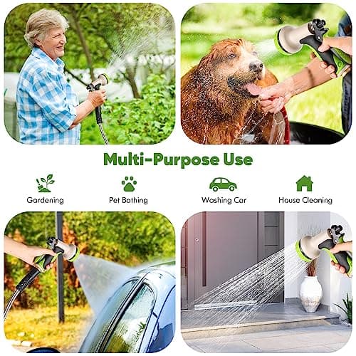 Garden Hose 50 ft, Stainless Steel Water Hose with 10 Function Nozzle Flexible, Heavy Duty, Lightweight, No-Kink, Pet Proof, Puncture Proof Hose Metal for Yard, Outdoor