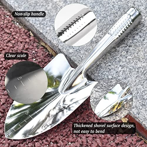 Garden Shovel Hand Trowel, Stainless Steel Gardening Hand Tools, Spade Shovel for Planting, Transplanting, Weeding, Digging