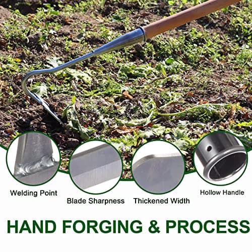 Garden Hoe, Weeding Tool, Full Stainless Steel Hollow Hoe, Heavy Duty,Sharp Hardened Hand Hoe for Gardening, Backyard Weeding, Loosening, Farm Planting