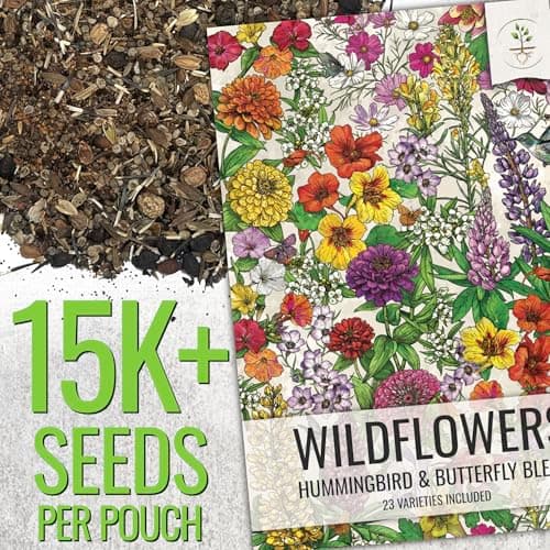 Seed Needs Flower Seeds Hummingbird and Butterfly Seed Mix 1 Ounce No Filler | 23 Varieties Garden Seeds Annual & Perennial Species | Pollinator Attracting Flowering Seed | Bulk Resealable Package