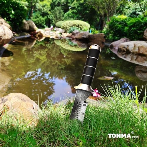 TONMA Hori Hori Garden Knife [Made in Japan] Heavy Duty Stainless Steel Japanese Hori Knife with Sheath Garden Tools, Natural Wenge Wood Handle, Full Tang, 5.5-Inch Blade