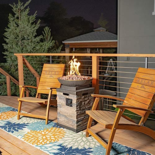 Bond Manufacturing 63172 Newcastle Propane Firebowl Column Realistic Look Firepit Heater Lava Rock 40,000 BTU Outdoor Gas Fire Pit 20 lb, Pack of 1, Natural Stone