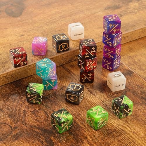 60 PCS MTG Dice Counters Keyword Counters Life Counter 1/+1 counters Commander Buff Tokens 6 Sided Dice Set for MTG, TCG, Card Games Accessories