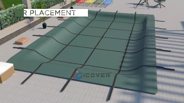 iCOVER Inground Pool Safety Cover, 18x36ft Rectangle Winter Safety Pool Cover for Inground Swimming Pools, Winter Pool Cover, Pool Covers for Inground Pools, Triple Stitched for High Strength, Blue