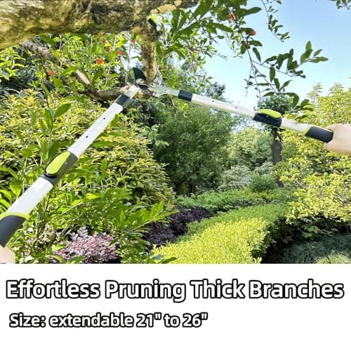 Loppers for Tree Trimming Heavy Duty Branch Cutter with Compound Action, Effortless Tree Pruner Extendable 21-26" Loppers for Gardening, Long Handle Pruning Shears with 1.6" Clean Cut Capacity