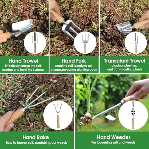 10-Piece Gardening Tool Set with Heavy Duty Rust-Resistant Hand Tools, Durable Floral Organizer Tote Bag, and Gardening Gloves – Perfect Gardening Gifts for Women and Beginners